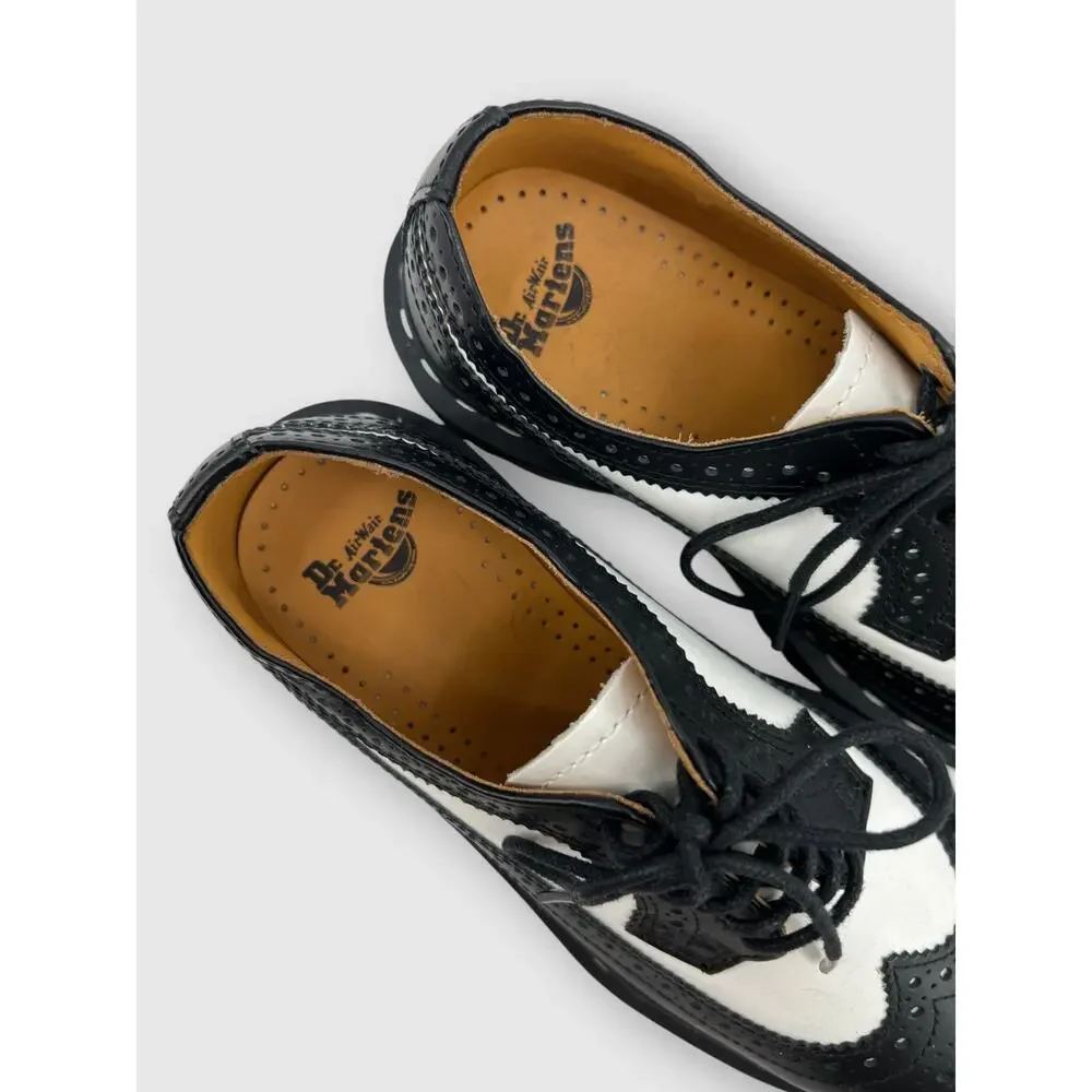 Dr. Martens Black & White Leather Wingtip Brogue Platform Oxfords Size 6